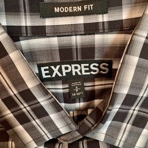 Express Modern Fit Plaid Dress Shirt